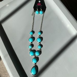 Turquoise Blue Teardrop Necklace and Earring Set